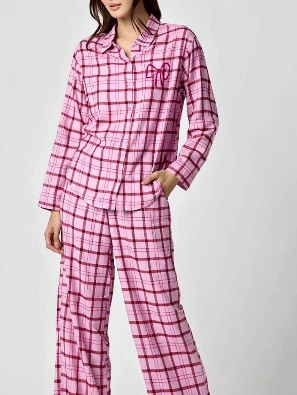 Florence by Mills Women’s Pink Plaid Pajama Set
